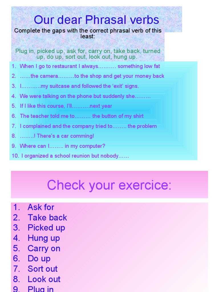 Phrasal Verbs Exercise and Answers | PDF