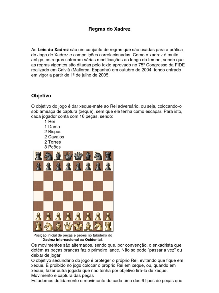 Regras Do Xadrez | PDF | Xadrez | Jogos competitivos