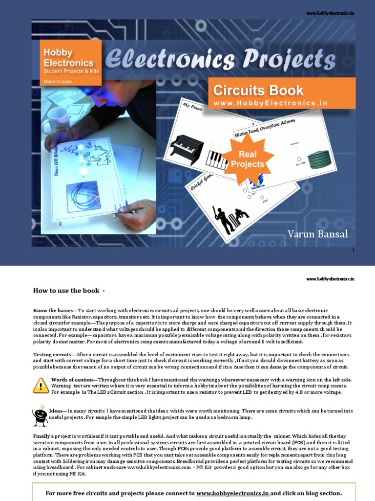 Electronics Project Book PDF Capacitor Electronic Circuits