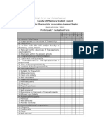 Faculty of Pharmacy Student Council Junior Pharmacists' Association-Gamma Chapter Evaluation Form Participants' Evaluation Form