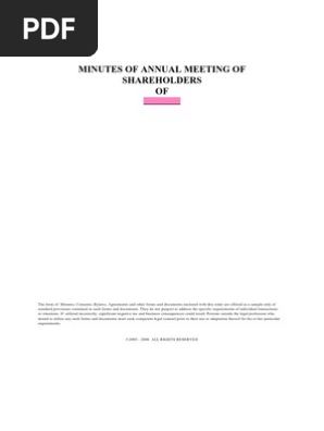 Minutes of Annual Meeting of Shareholders