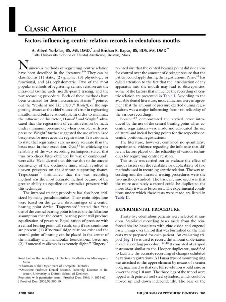 Centric Relation Record PDF Dentures Percentage