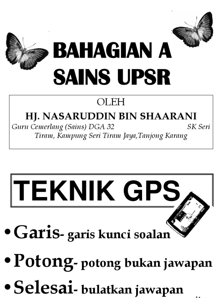 TEKNIK MENJAWAB SOALAN SAINS B UPSR
