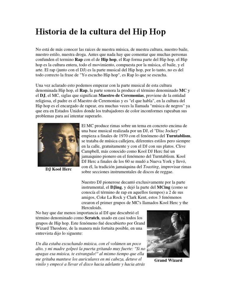 Historia de La Cultura Del Hip Hop | PDF | Música hip-hop | Disc jockey