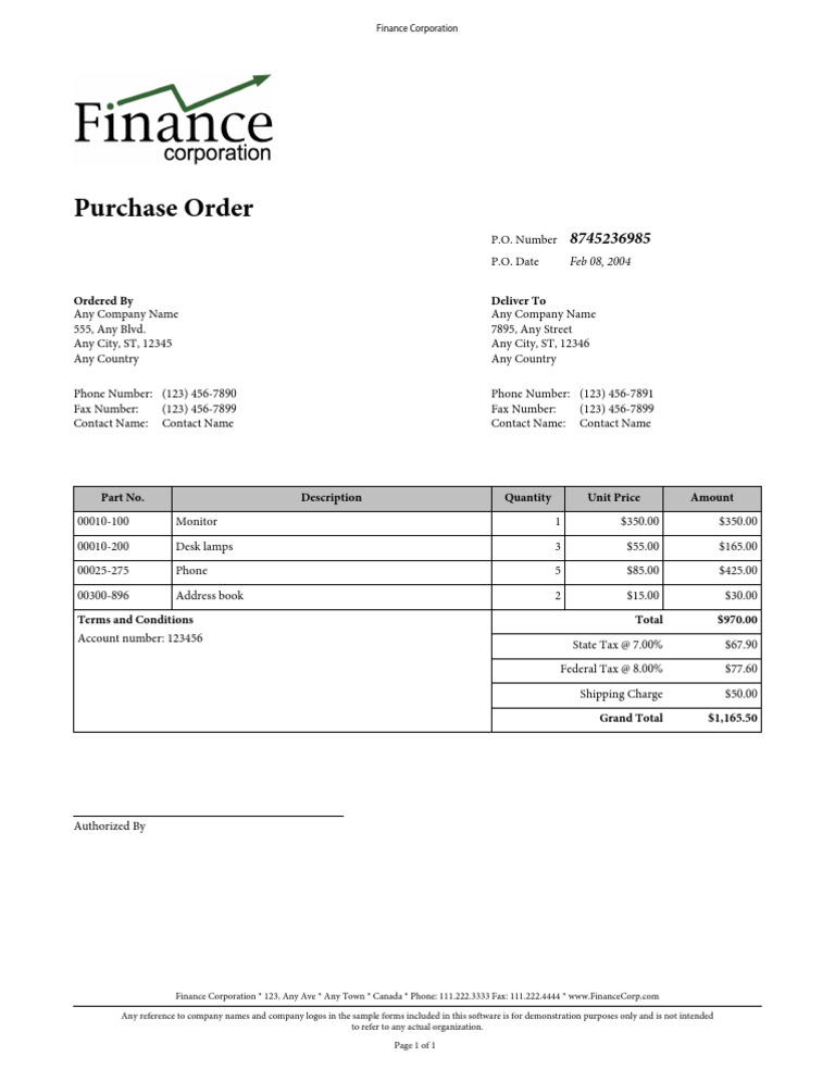 Purchase Order: Ordered by Deliver To | PDF | Finance & Money ...