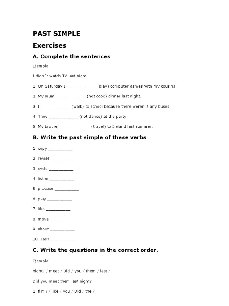 Past Simple Regular Verbs | PDF | Leisure