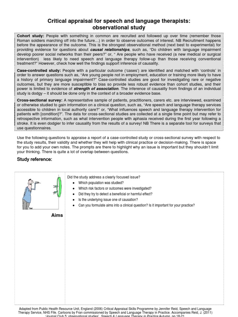 Critical Appraisal For Speech and Language Therapists: Observational ...