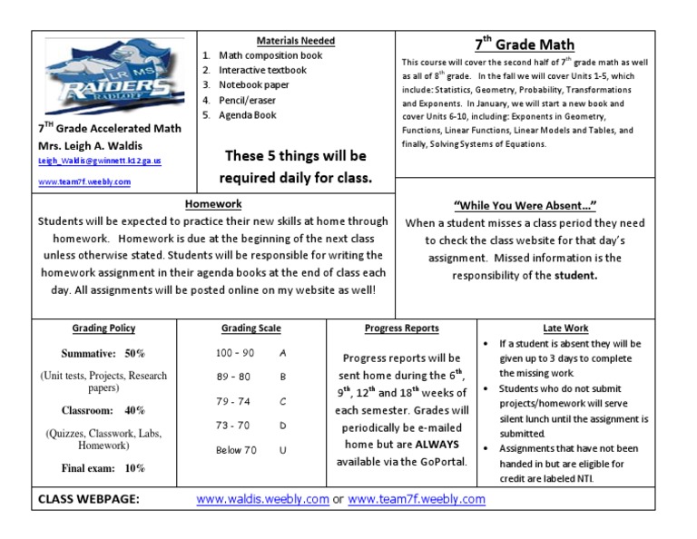 7th Grade Accelerated Math Overview | PDF