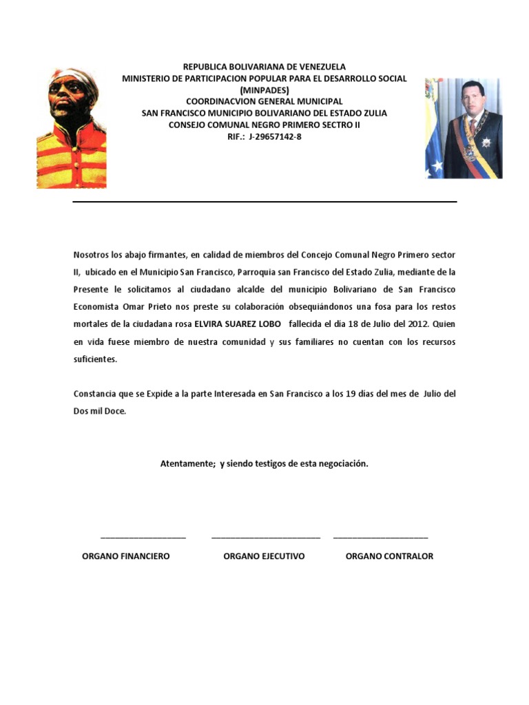 Carta de Buena Conducta Venezuela Gobierno