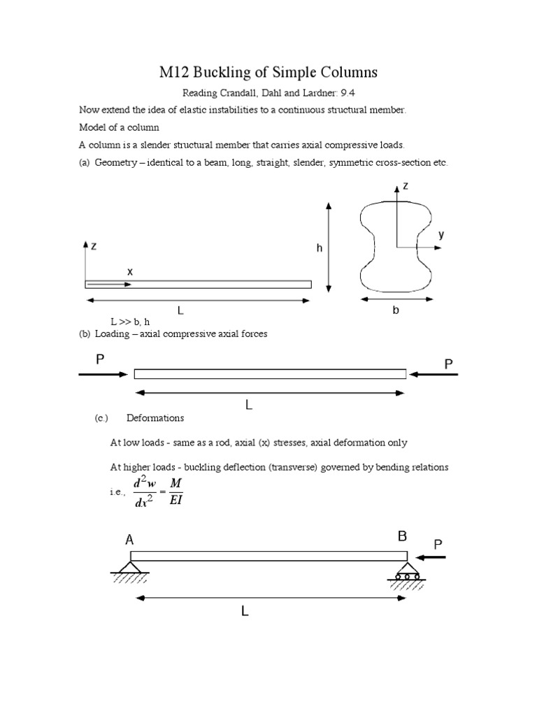 Column Buckling and Deformation Analysis | PDF | Buckling | Column