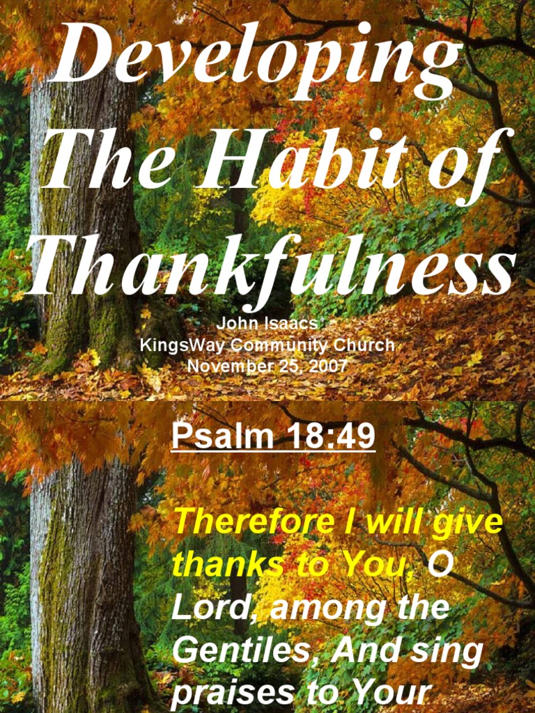 11-25-2007 Habit of Thankfulness | PDF | Gratitude | Christian Belief ...