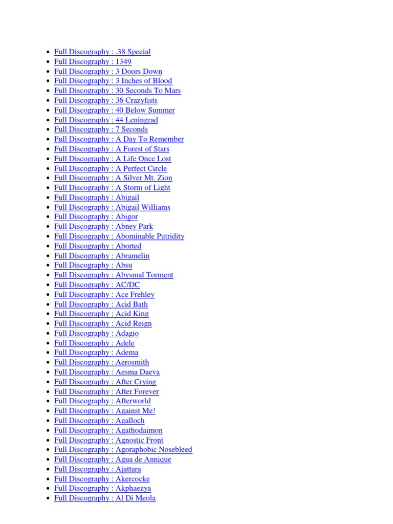 Full Discography List At Wrathem (Dot) Com | PDF | Music.