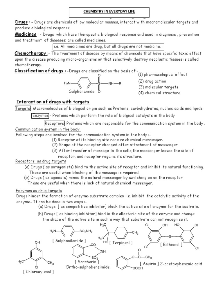 Chemistry in Everyday Life Receptor (Biochemistry) Enzyme Inhibitor