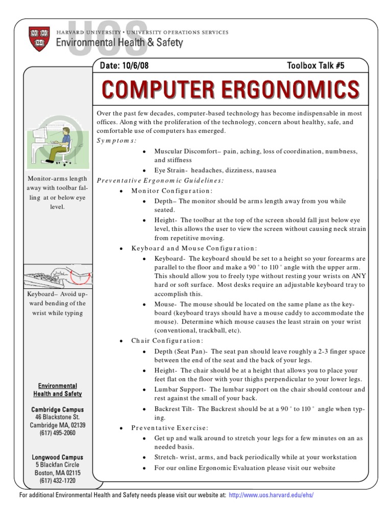Toolbox Talk Ergonomics PDF Chair Computer Keyboard