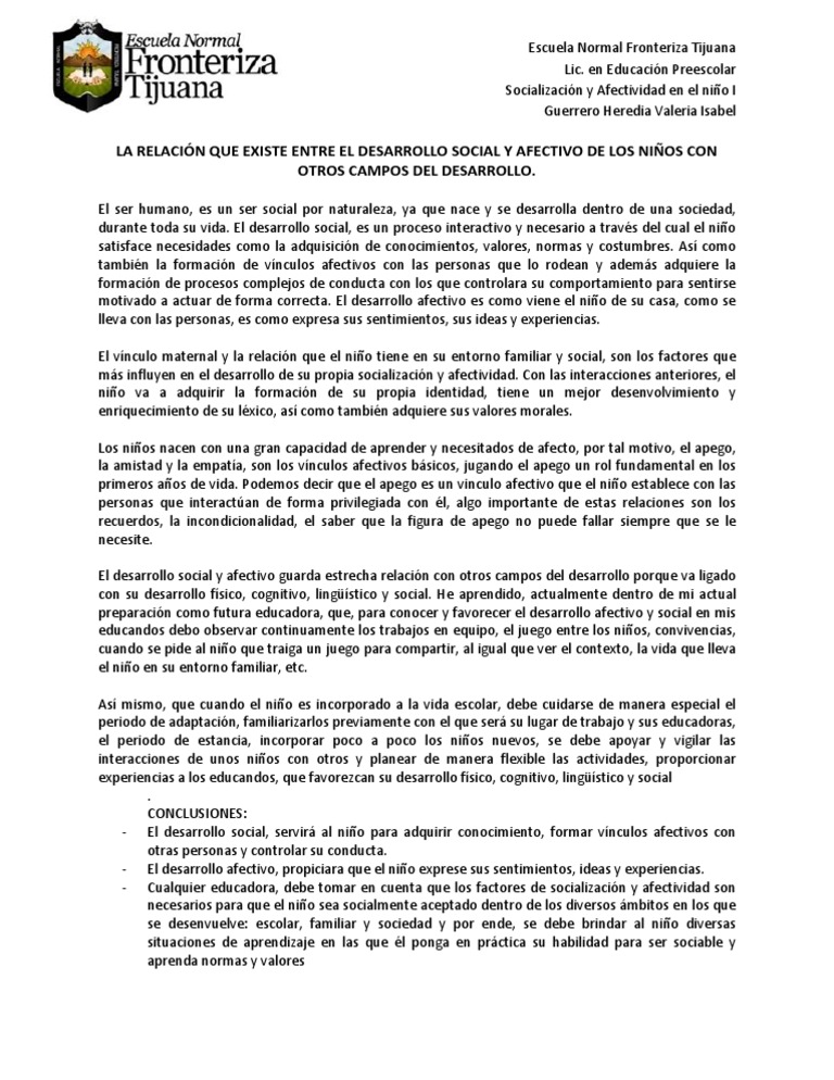 Desarrollo Social y Afectivo en Niños | PDF | Teoría de apego ...