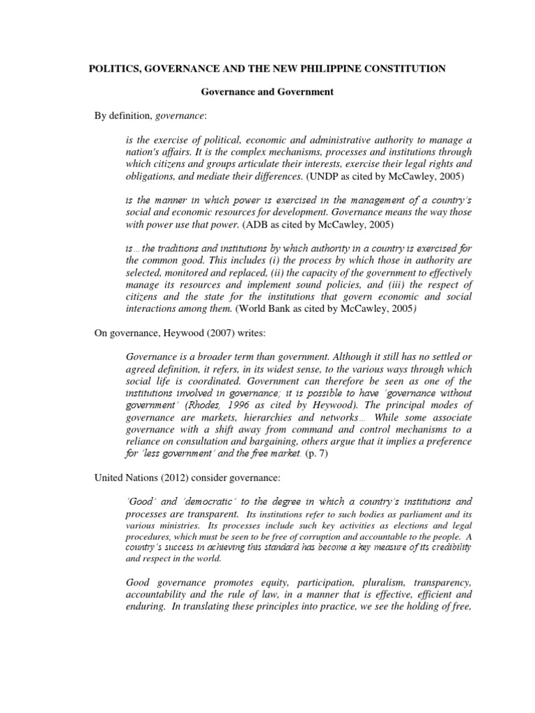 Philippine Governance and Democracy Explained | PDF | Governance | Good ...