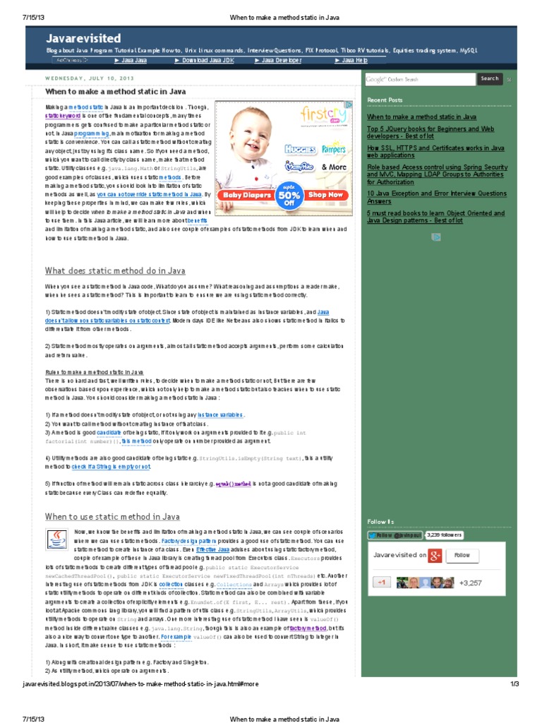 When To Make A Method Static in Java | PDF | Method (Computer ...