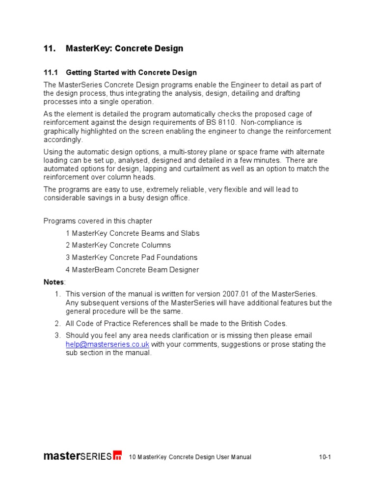 MasterSeries Concrete Design Overview | PDF | Beam (Structure) | Column