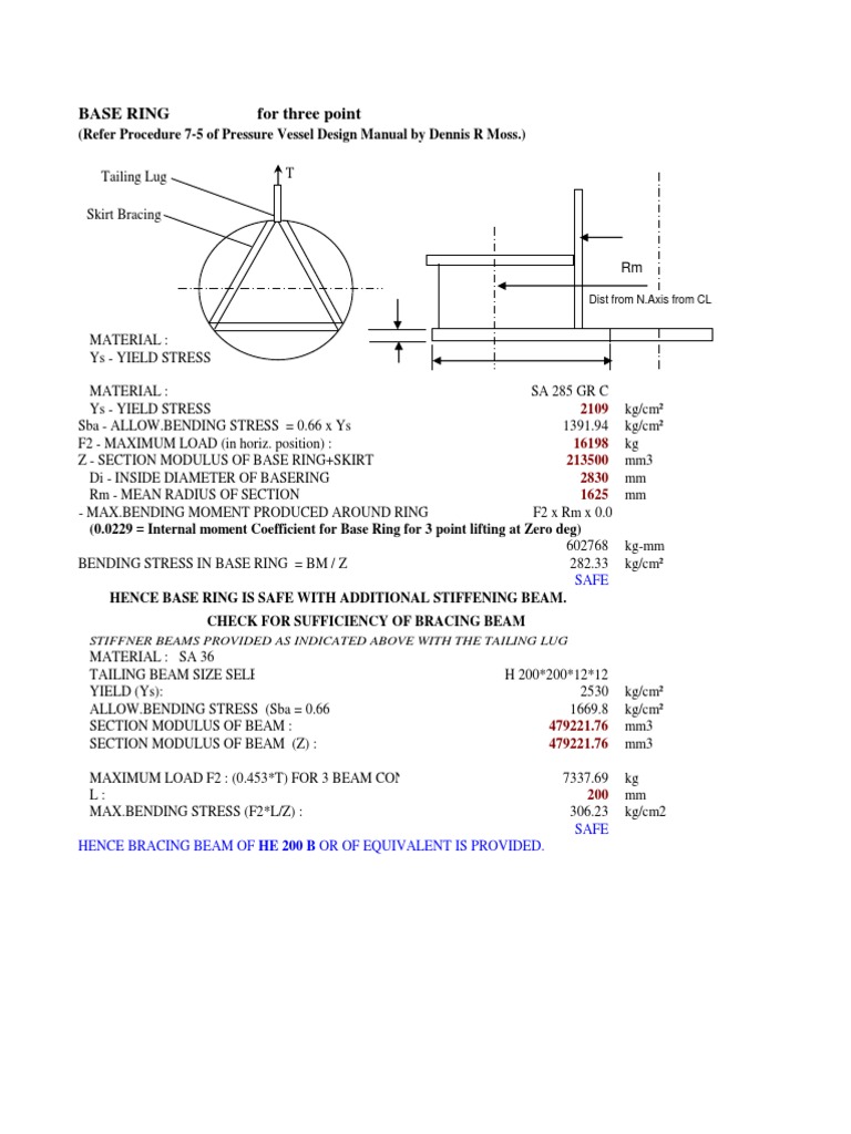 Skirt Bracing Calc for Vertical Pressure Vessels | Bending | Beam  (Structure)