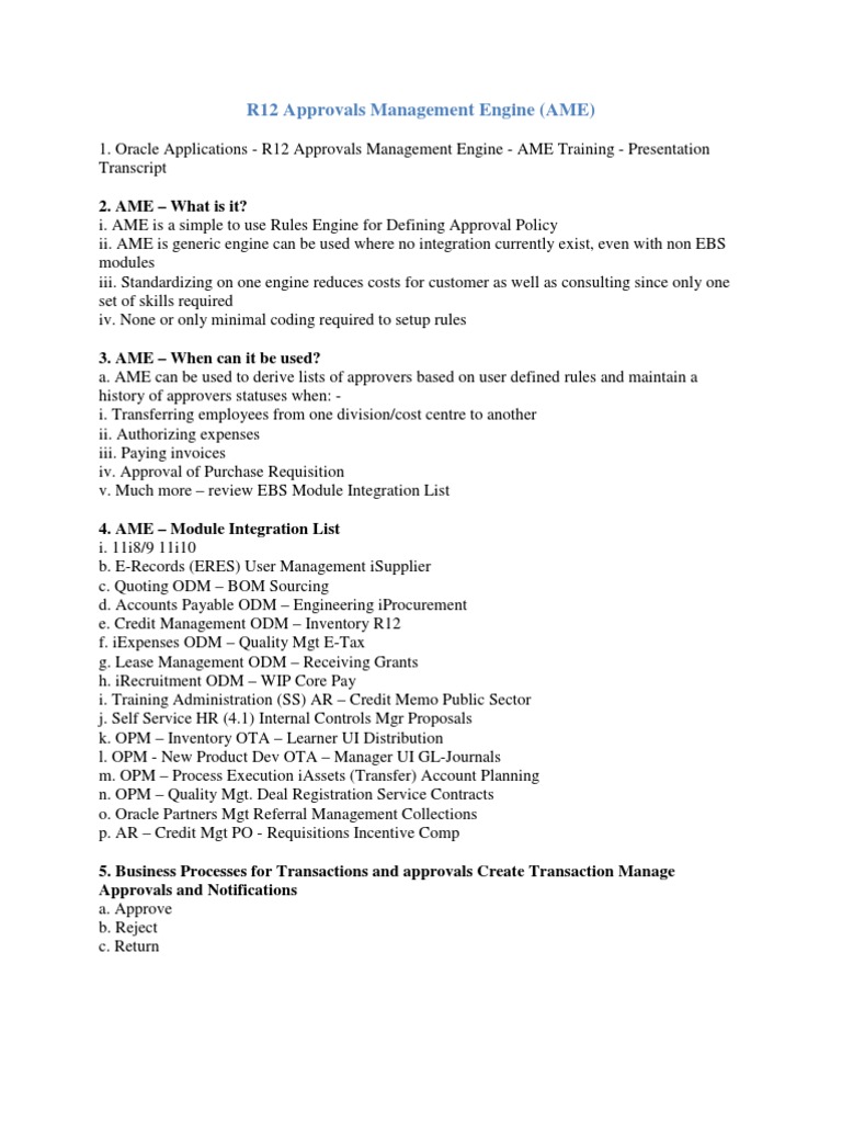 R12 AME Setup and Approval Policies | PDF | Database Transaction | Sql