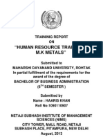 HR Trainee Report at M.K Metals