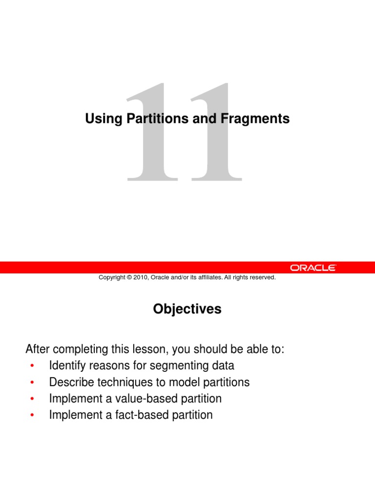 Using Partitions and Fragments PDF Oracle Database Information