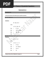 Unit # 2 Theory of Quadratic Equations