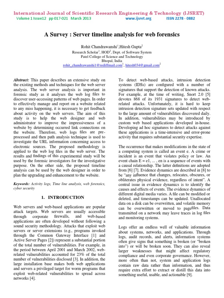 Server Timeline Analysis in Web Forensics | PDF | Vulnerability ...