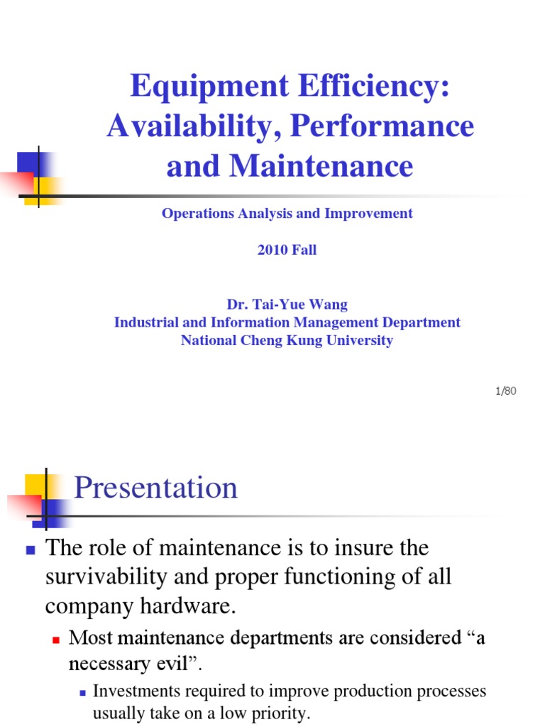 6. Equipment Efficiency Availability Reliability Engineering Systems Theory