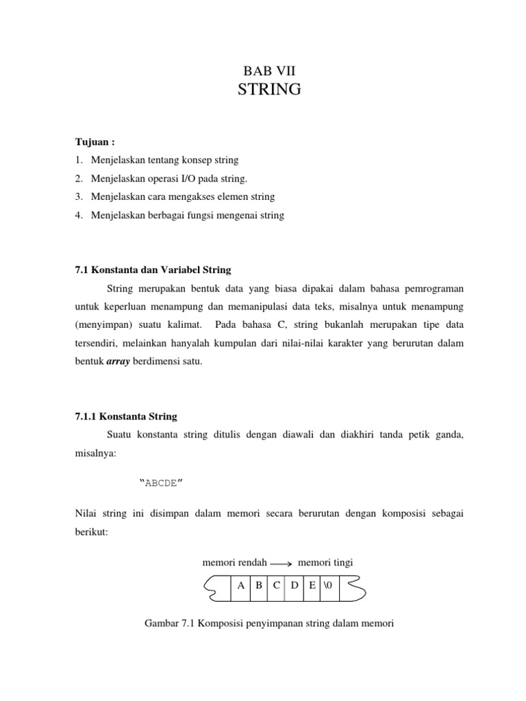 Konsep dan Operasi String dalam C | PDF