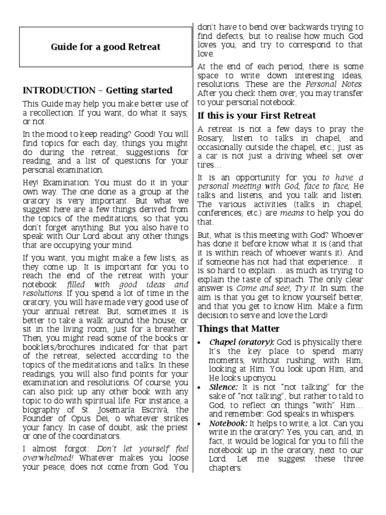 Effective Retreat Planning Guide | PDF | Eucharist | Forgiveness