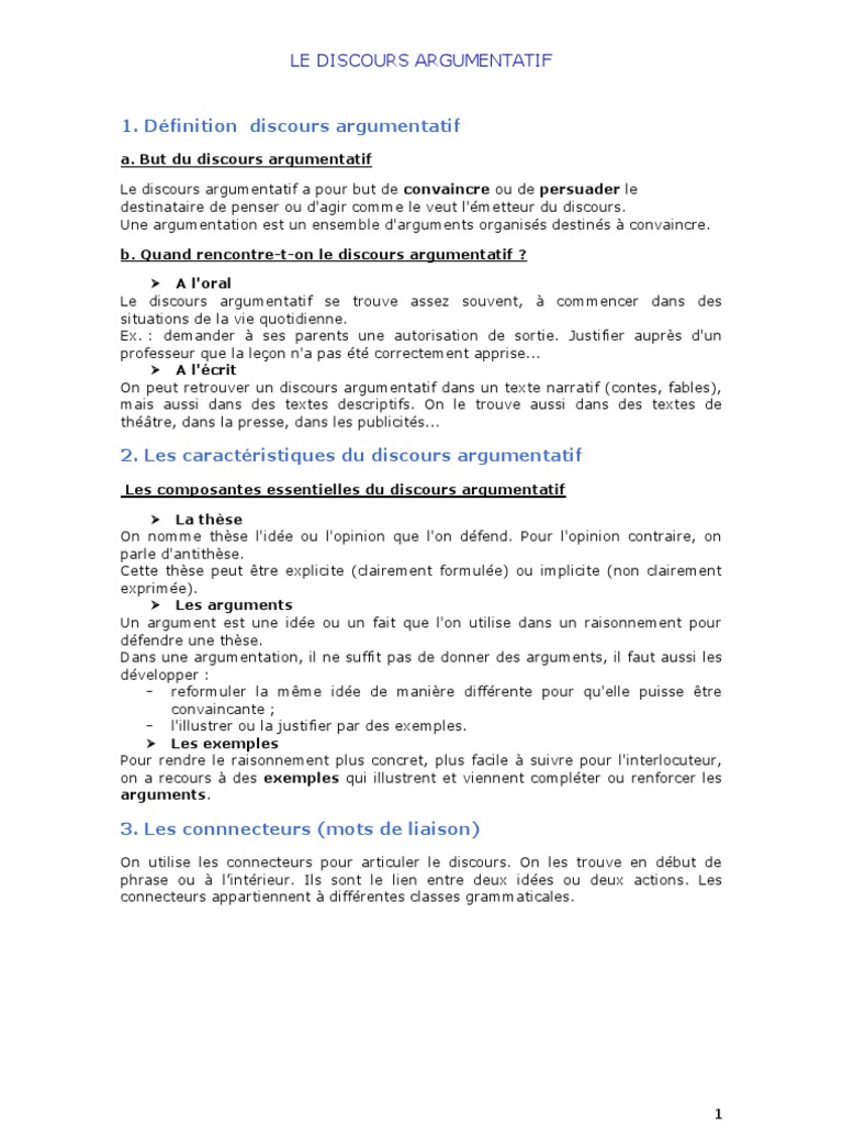 Comprendre le discours argumentatif | PDF