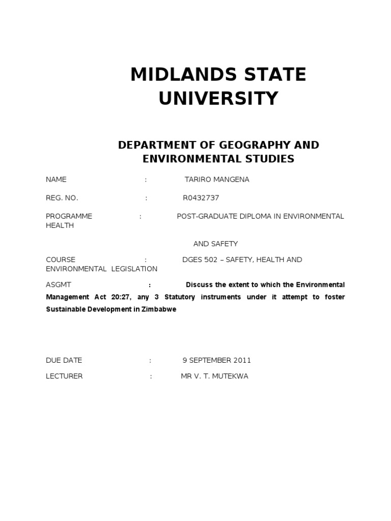 How Useful Is Zimbabwe's Environmental Management Act 20.docx 502 Asgmt 1 PDF Environmental