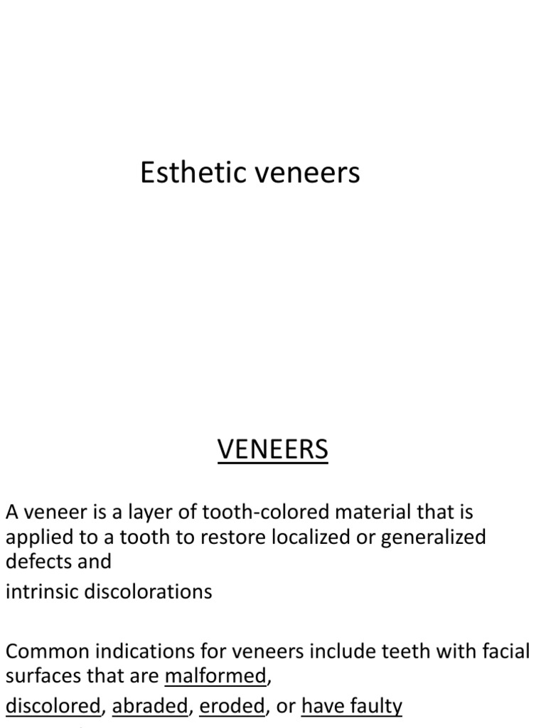 Veneer | PDF | Tooth Enamel | Dentistry Branches