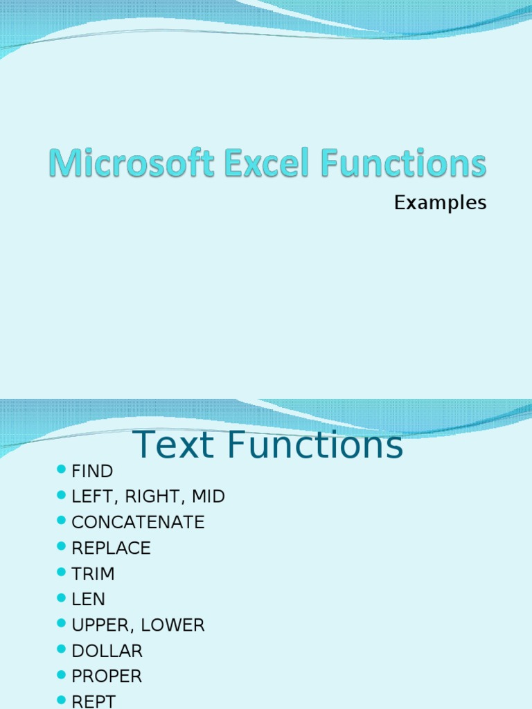 Microsoft Excel Functions Examples | PDF | Trigonometric Functions ...