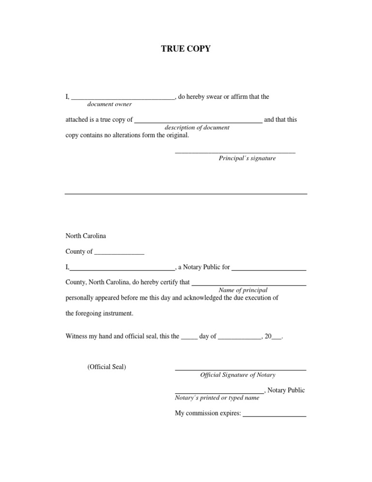True Copy Acknowledgment | PDF