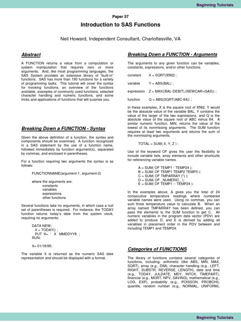 Sas functions pdf