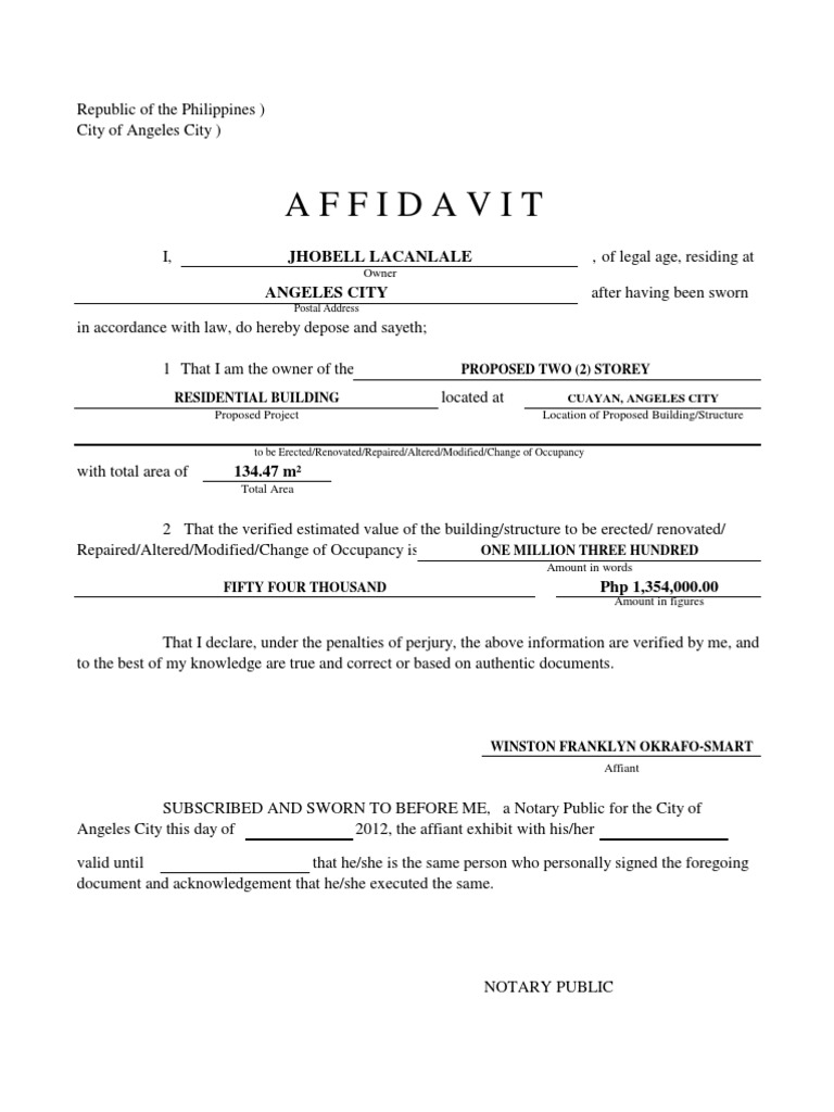 Affidavit Pdf Affidavit Notary Public