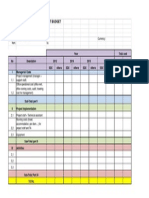 Provisional Template For Project Budget: Total Cost Year 2013 2014 2015 2016