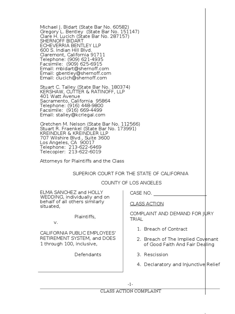 CalPERS LTC Lawsuit PDF Cal Pers Insurance