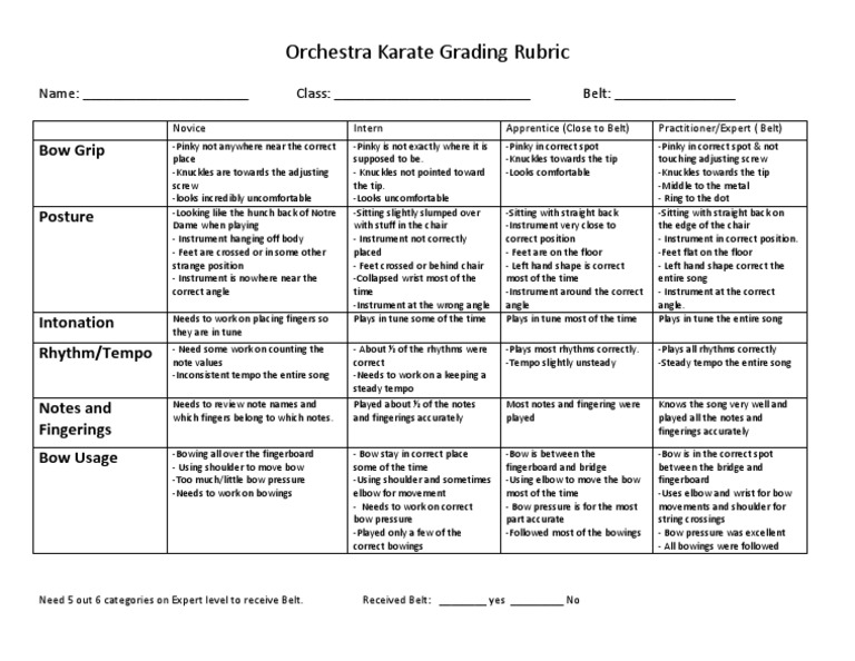 orchestra karate grading rubric Chordophones String Instruments