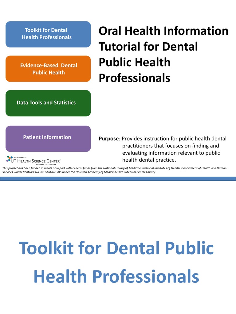 Module 1 Toolkit for Dental Public Health Professionals Dentistry