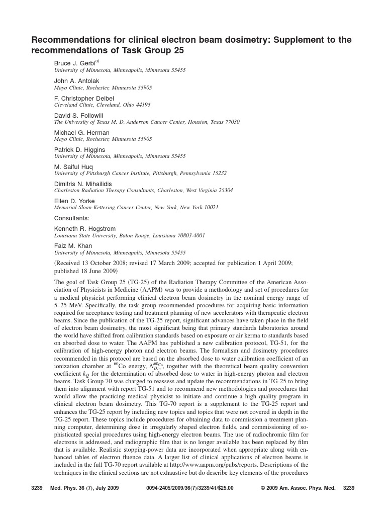 TG 25 - Aapm | PDF | Dosimetry | Absorbed Dose