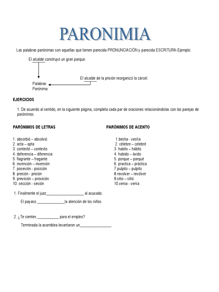 Las palabras parónimas