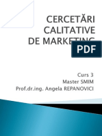 CERCETĂRI DE MARKETING Curs 3