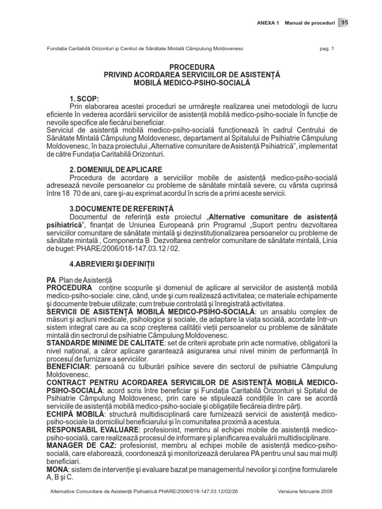 Anexa 1 Ghid Echipa Mobila Manual De Proceduri