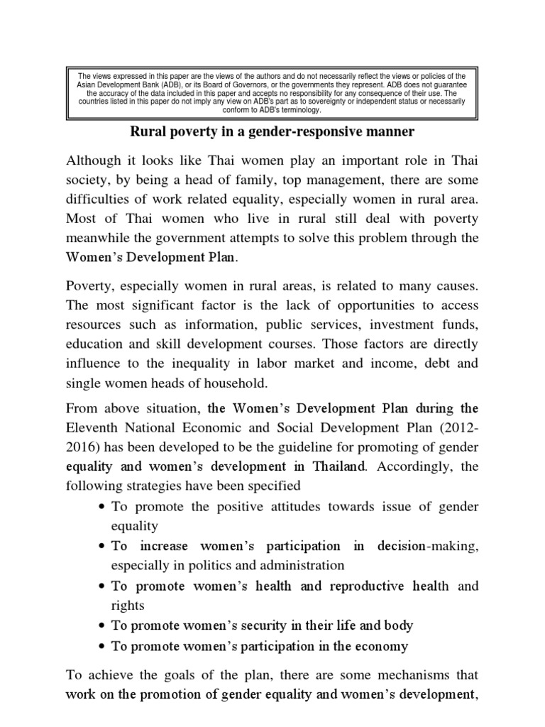 Rural Poverty in A Gender-Responsive Manner | PDF | Social Science ...