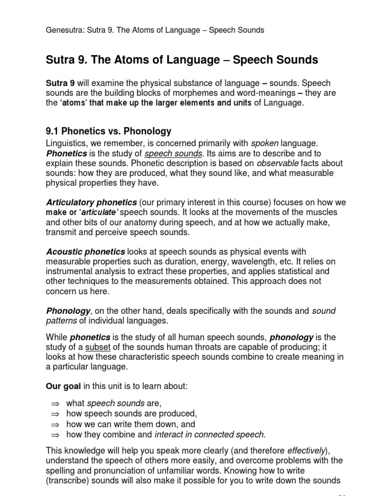 Speech Sounds | PDF | Stress (Linguistics) | Vowel