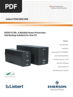 Liebert ITON 600/1000: KEEPS IT ON: A Reliable Power Protection and Backup Solution For Your PC