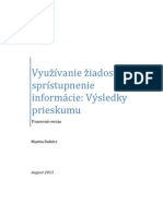 Využívanie Žiadostí o Sprístupnenie Informácie Výsledky Prieskumu